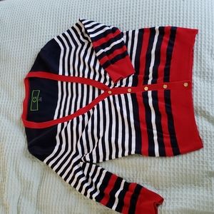 Preppy striped cardigan with tiny gold buttons